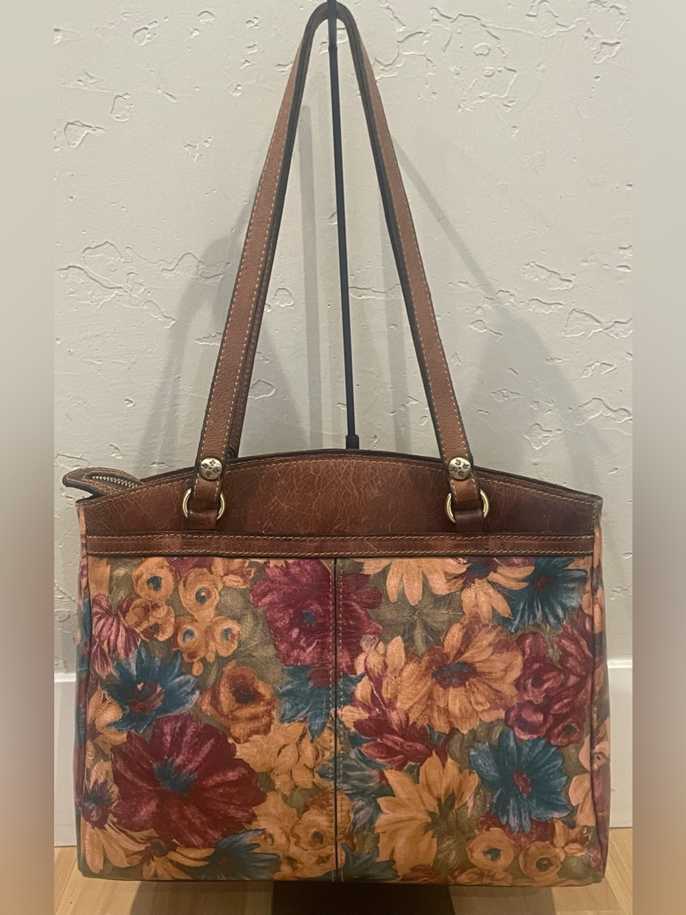 Patricia Nash Poppy Tote in Fresco Bouquet Floral Leather Print w/Dustbag
